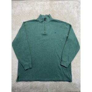 Polo Ralph Lauren Quarter Zip Mens 2XL Tall Green Blue Pony Preppy Knit